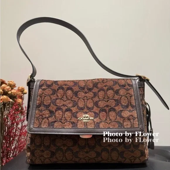 Coach Etta Flap Shoulder Bag in Signature Chenille CCE58 NWT - Picture 1 of 7